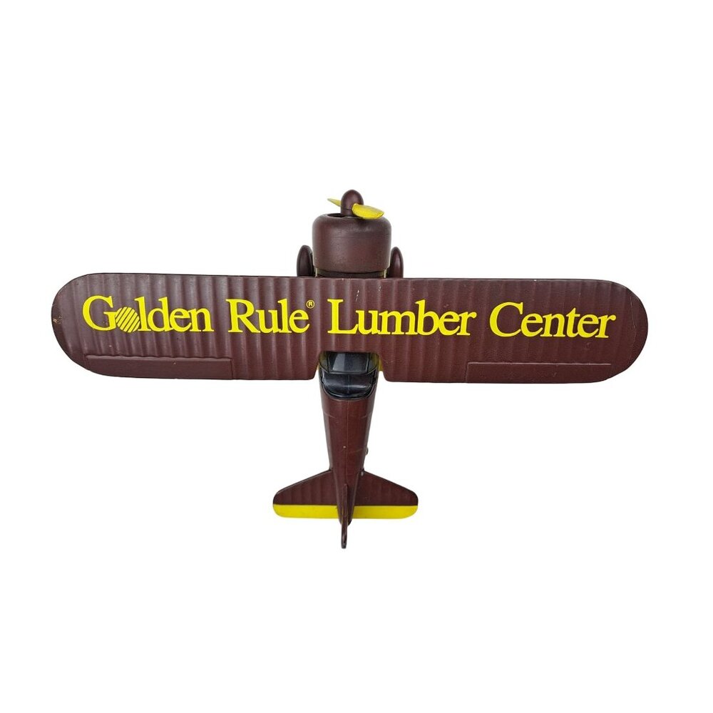 Vintage Stearman Bi-Wing Bank Die Cast Airplane Golden Rule Lumber Liberty Promo